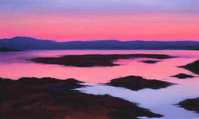 Obraz premium sunset over the river