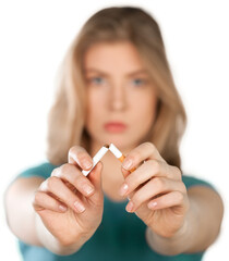 woman breaking a cigarette © BillionPhotos.com