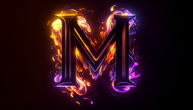 Beautiful abstract futuristic letter M logo Ai generated image