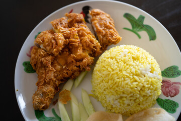 Nasi Lemak with fried chicken