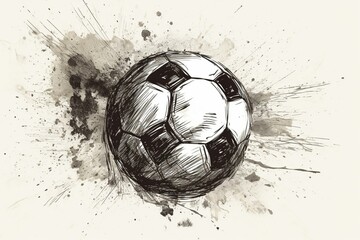 The Perfect Strike: A Hand-Drawn Illustration of a Soccer Ball. Generative AI