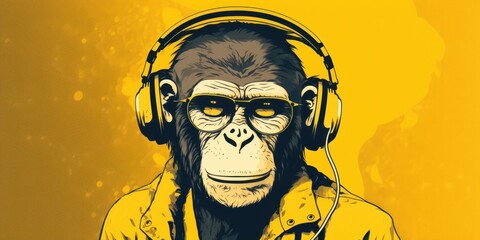 monkey with headphones, generative ai