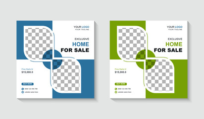 Social media post template for real estate or instagram post banner 