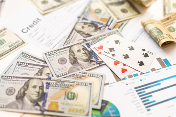 Polish tax form with polish money. money, gambling card