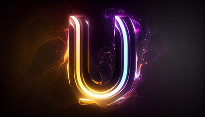 Beautiful abstract futuristic letter U logo Ai generated image - obrazy, fototapety, plakaty
