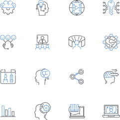 Market segmentation line icons collection. Demographics, Psychographics, Geographic, Behavioral, Targeting, Segments, Customer vector and linear illustration. Niche,Personalization,Customization