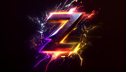 Beautiful abstract futuristic letter Z logo Ai generated image - obrazy, fototapety, plakaty