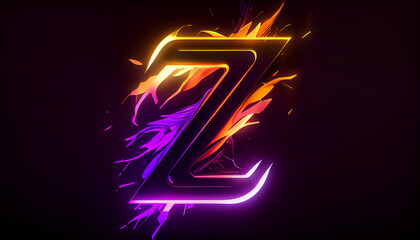 Beautiful abstract futuristic letter Z logo Ai generated image - obrazy, fototapety, plakaty