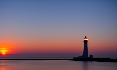 lighthouse at dusk