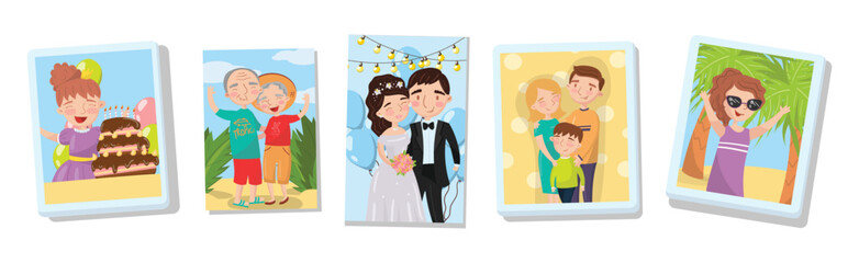 Family Portrait Picture and Photography Shot with Happy People Vector Set