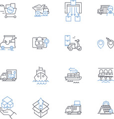 Replenishment line icons collection. Refill, Resupply, Restock, Replenish, Renewal, Restoration, Replenishment vector and linear illustration. Refilling,Recharge,Refurbishment outline signs set