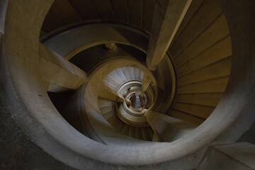 Spiral staircase in muted light