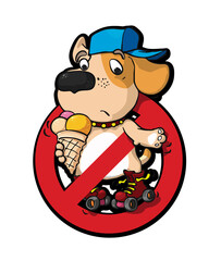 Skater dogs with an ice-cream aren't welcome sticker design 