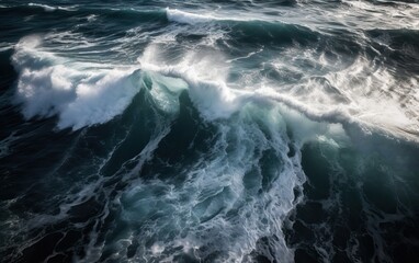 Fototapeta na wymiar Waves in the ocean, water splashes, photo, AI