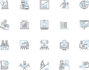 Amplification line icons collection. Boost, Loudness, Enlarge, Enhancement, Augmentation, Intensify, Magnify vector and linear illustration. Fortification,Strengthening,Power outline signs set