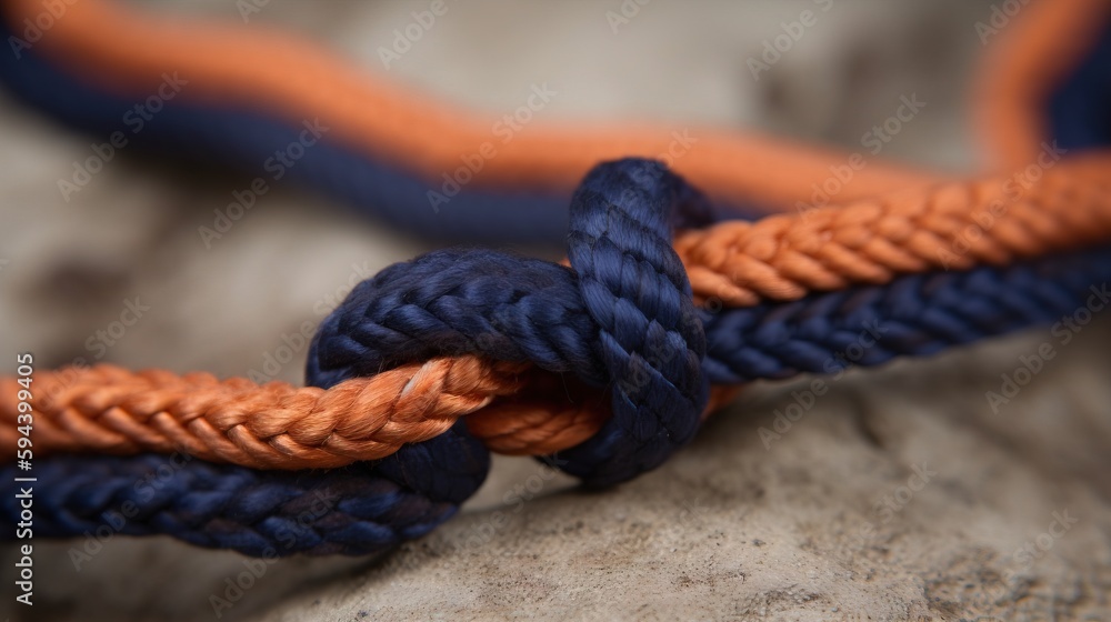 Poster a rope with a knot on top of it on a rock surface with a knot in the middle of the rope and a knot i