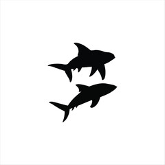 Two sharks silhouette vector art