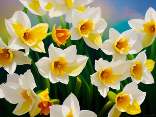 Narcisus flowers. AI generated illustration