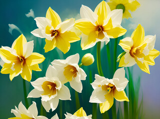 Narcisus flowers. AI generated illustration