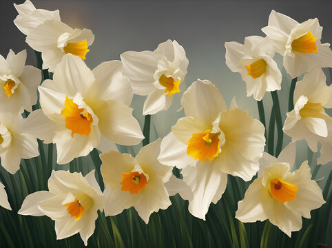 Narcisus flowers. AI generated illustration