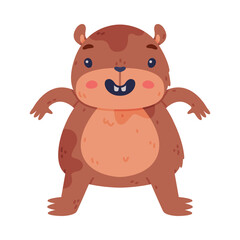 Fototapeta na wymiar Cute Hamster Character with Stout Body Standing Making Face Grimace Vector Illustration