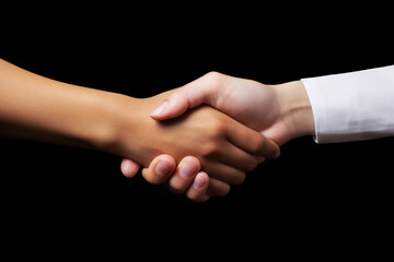 Two people, shaking hands. Generative AI