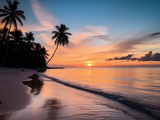 Fototapeta premium A Beach at Sunset | Generative AI