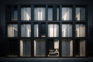 luxury hotel with windows featuring sleek and minimalist aluminium frames, created with generative ai - obrazy, fototapety, plakaty