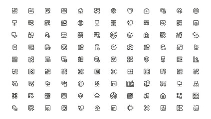 Data Analytic thin line icon set. Data Analysis editable stroke icons. Data analytics, mining, optimization, processing, statistic, monitoring, analysis