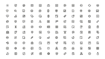 Fototapeta na wymiar Medicine and Health symbols - minimal thin line web icon set. Outline icons collection. Simple vector illustration