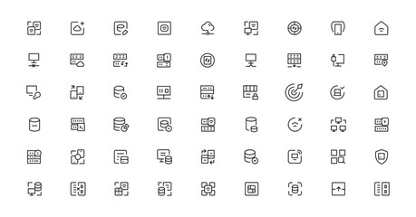Data Analytic thin line icon set. Data Analysis editable stroke icons. Data analytics, mining, optimization, processing, statistic, monitoring, analysis