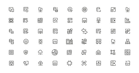 Data Analytic thin line icon set. Data Analysis editable stroke icons. Data analytics, mining, optimization, processing, statistic, monitoring, analysis