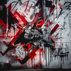 abstract graffiti piece featuring a mix of bold shapes and letters
