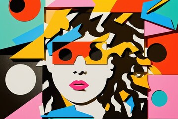 Fashion portrait of young woman in pop art style