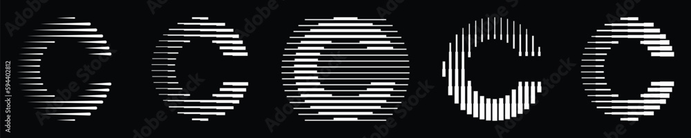 Poster letter c logo collection with line pattern