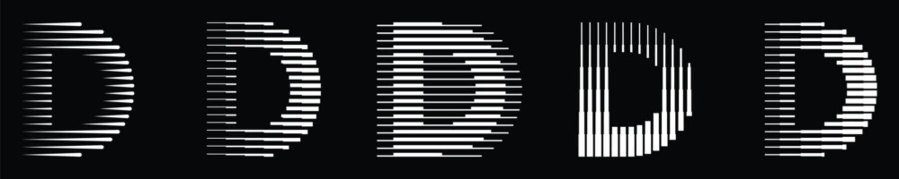 Set monogram logo letter d lines abstract modern art vector illustration