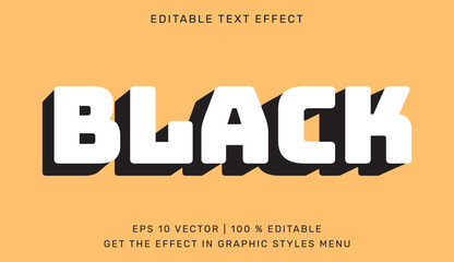 Black editable text effect in 3d style. Suitable for brand or business logo