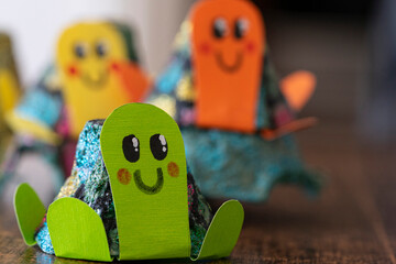 Three colored turtles. crafts, handicraft