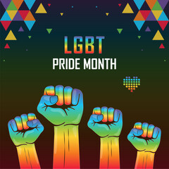 LGBT pride month, support people to gain equal rights, lgbtq campaign banner, human unity of different races, Stop racism, lesbian, gay, bisexual, and transgender community 
