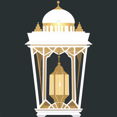 Golden White Arab Lantern For EID Greetings
