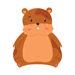 Cute funny fat hamster, front view cartoon vector illustration