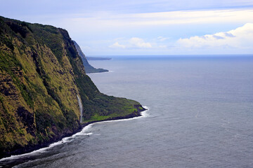 Waipi'o Valley's Cliff and Waterfall, Big Island, Hawaii