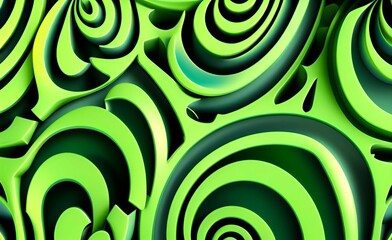 Abstract green pattern in 3D style. Generated by AI. General design for backgrounds, banners, cards and other purposes.