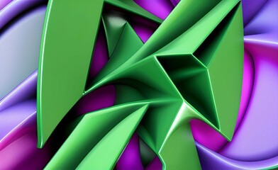 Obraz premium Abstract green pattern in 3D style. Generated by AI. General design for backgrounds, banners, cards and other purposes.