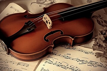 Naklejka premium illustration, vintage viola, generative ai
