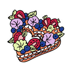 Hand drawn vector illustration, cakes and pastries, sketch in doodle style.