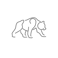 Line drawing of bear walking symbol. Logo of the bear. Vector illustration
