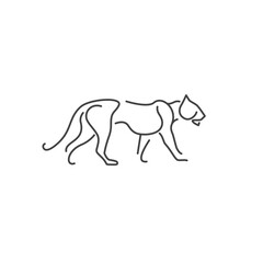 Line drawing of leopard walking symbol. Logo of the leopard. Vector illustration