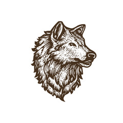 Vintage logo of a wolf head. an old-school logo of a wolf. Aesthetic retro logo of a hound isolated on white background. vector logo.