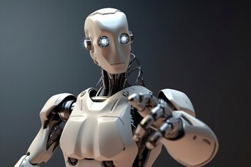 illustration, the robot points a finger, generative ai